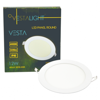 Sisseehitatud ümmargune LED-paneel "VESTA" 12W 7