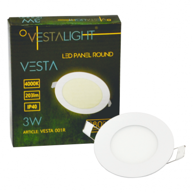 Įmontuojamas apvalus LED šviestuvas "VESTA" 3W 7