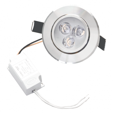 Reccesed round metal LED downlight "LENS" 3W 5