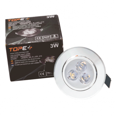 Reccesed round metal LED downlight "LENS" 3W 6