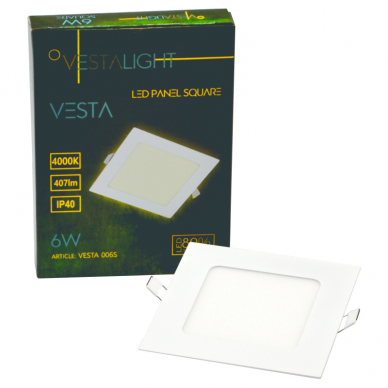 Sisseehitatud neljakandiline LED-paneel "VESTA" 6W 7