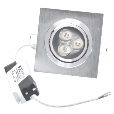 Recessed square metal LED downlight "LENS" 3W 5