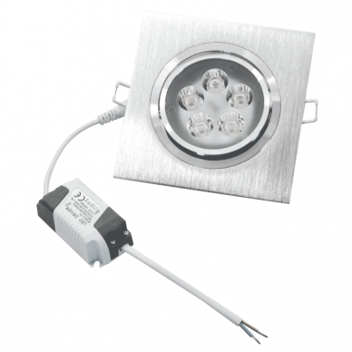 Recessed square metal LED downlight "LENS" 5W 5