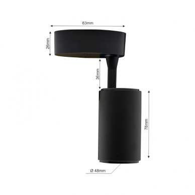 Black LED ceiling light "TELA" 10W-3000K 1