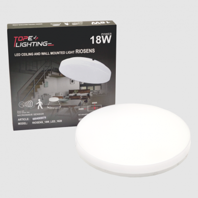 Ceiling and wall mounted luminaire with microwave sensor "RIOSENS" 18W 12